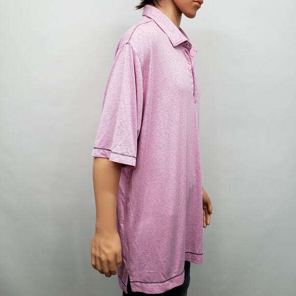 FootJoy Lisle Space Dye Microstripe Polo Shirt Men 2XL XXL Pink Club Logo - Picture 7 of 13